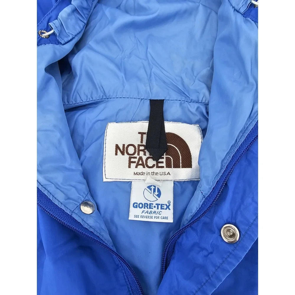 North Face Jacket Men‎ Small Blue Vintage Gore Tex  Zip Snap Hoodie Coat USA
